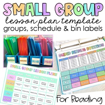 Preview of Guided Reading Group Schedule | Small Group Lesson Plan Template | Bin Labels