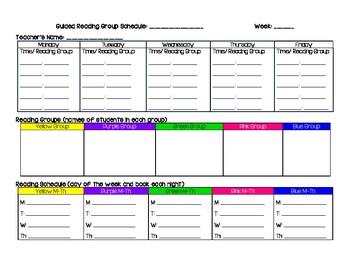 Preview of Guided Reading Group Template