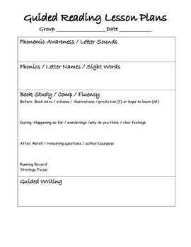 Preview of Guided Reading Group Template