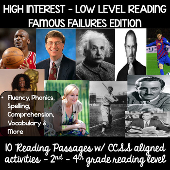 Preview of Guided Reading High Interest Passages: Famous Failures 2nd - 4th reading levels