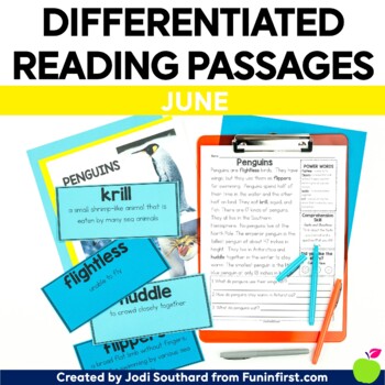 Preview of 1st Grade Reading Comprehension Passages for June | Differentiated