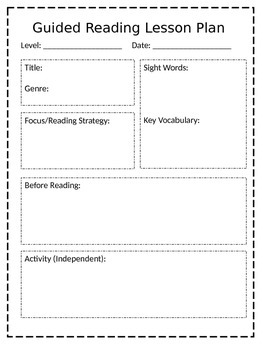 Guided Reading Lesson Plan by Welcome-to-Kindergarten | TPT