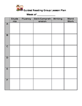 Preview of Guided Reading Lesson Plan