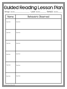 Guided Reading Lesson Plan- EDITABLE FREEBIE by The Whole Wheat Class