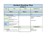 Guided Reading Lesson Plan Editable Template
