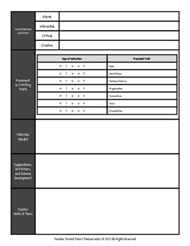 Guided Reading Lesson Plan Guide Sheet (Portrait Format) | TPT