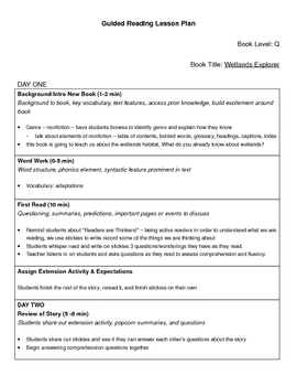 Preview of Guided Reading Lesson Plan Nonfiction Level Q (DRA 40)