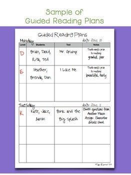 Guided Reading Lesson Plan & Notes Templates for Teachers