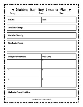 Guided Reading Lesson Plan Template Small Group Daily 5 Tpt