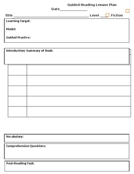 Guided Reading Lesson Plan Template by Castellano Education | TpT