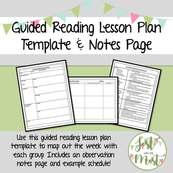 Preview of Guided Reading Lesson Plan Template, Observation Note Page, & Example Schedule