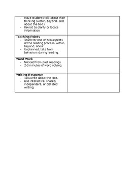 Guided Reading Lesson Plan Template With Observation Notes ...