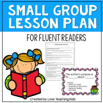 Preview of Guided Reading Lesson Plan Template for Fluent Readers