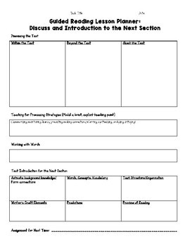 Guided Reading Lesson Plan Templates By Kasey Kiehl 