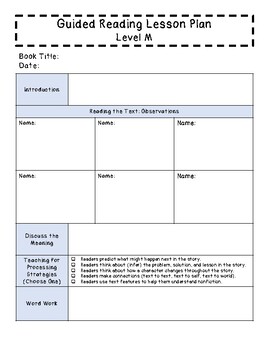 Guided Reading Lesson Plan Templates for Third-Fifth Grade | TpT