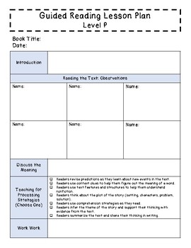 Guided Reading Lesson Plan Templates for Fourth Grade by ...