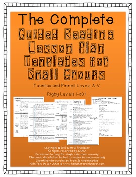 Preview of Guided Reading Lesson Plan Templates for Small Groups Level A-V (1-30+)