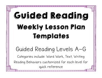 Preview of Guided Reading Lesson Planning Templates