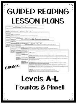 Preview of Editable Guided Reading Lesson Plans K-2 Fountas and Pinnell