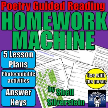 Preview of Guided Reading Lesson Plans: Homework Machine by Shell Silverstein (Print & Go)