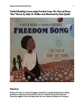 Preview of Guided Reading Lesson using Freedom Song: The Story of Henry "Box" Brown