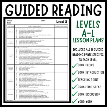 Preview of Guided Reading Lessons Levels A-L Planning, Teaching, Reading Comprehension