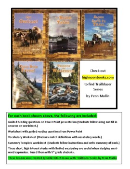 Preview of Guided Reading Lessons for Penn Mullin's book, Along The Santa Fe Trail