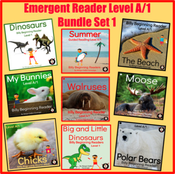 Preview of Guided Reading Level A Emergent Billy Beginning Reader Books & Writing Prompts