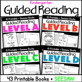 Preview of Kindergarten Guided Reading Books Level A B C D with Common Core Lesson Plans