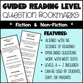 Preview of Guided Reading Level - Comprehension Question  Bookmarks