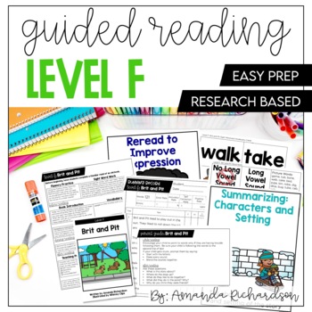 Preview of Guided Reading Level F Lesson Plans and Activities