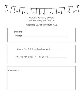 Preview of Guided Reading Level Progress Report