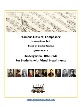 Preview of Guided Reading Levels A - Z: Famous Classical Composers for Visually Impaired