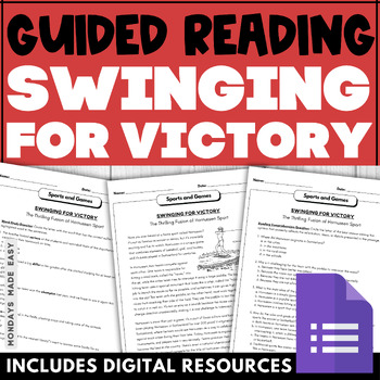 Preview of Guided Reading Lexile Leveled Comprehension Passage - Hornussen - Digital, Print