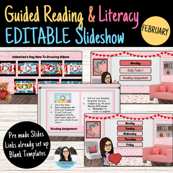 Preview of Guided Reading & Literacy Powerpoint for February | Editable Slideshow