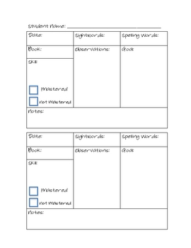 Guided Reading Log by Staci Schutte | Teachers Pay Teachers