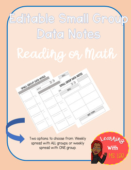 Preview of Guided Reading/Math Data Notes