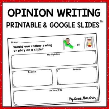 Preview of Google Classroom™  Distance Learning Writing: Opinion Prompts {Slides™  and PDF}