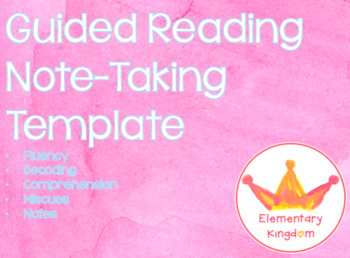 Preview of Guided Reading Note Template
