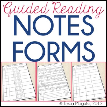Preview of Guided Reading Notes Form