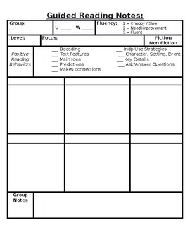 Preview of Guided Reading Notes Sheet