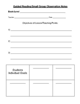 Guided Reading Observations Template by Living Learning Loving | TPT