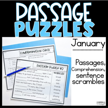 Preview of Guided Reading Passage Puzzle | Cloze Reading | Google Slides | January | Seesaw