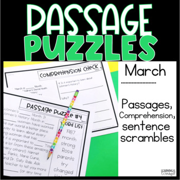 Preview of Guided Reading Passage Puzzle | Cloze Reading | Google Slides | March | Seesaw