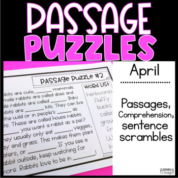 Preview of Guided Reading Passage Puzzle | Cloze Reading | Google Slides | April | Seesaw