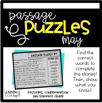 Preview of Guided Reading Passage Puzzles | Cloze Reading | Google Slides | May | Seesaw