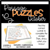 Guided Reading Passage Puzzle | Cloze Reading | Google Slides | Seesaw | October