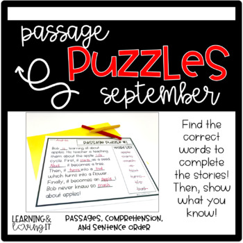 Preview of Guided Reading Passage Puzzle | Cloze Read | Google Slides | September | Seesaw