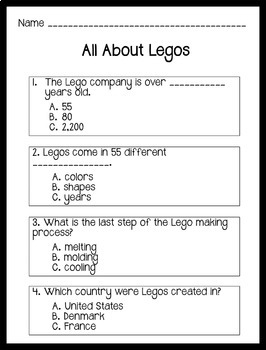 Reading Comprehension Passages Guided Reading Level H Preview Freebie