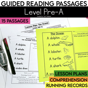 Preview of Guided Reading Passages | Level Pre-A | Fiction | Comprehension